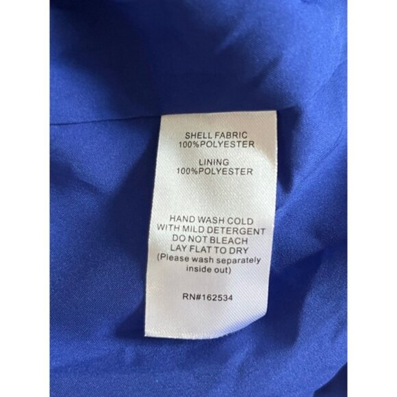 New Emily McCarthy Palmer Dress M Blue Red Print Boho Collared Short Sleeve - Picture 9 of 9